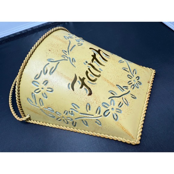 Metal Wall Decor door Bucket Hope Faith Floral Cutout Planter Holder Set of 2 - Picture 8 of 11